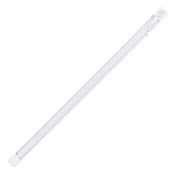 Schlanke LED-Lichtleiste in Weiß mit matter Abdeckung.