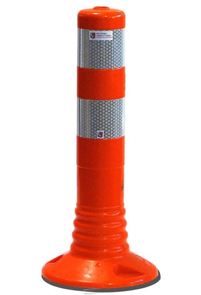 Reflex Absperrpfosten – Flexibler Poller 100 Cm, Orange, Selbstaufrichtend, Reflektierend RA2, Inkl. Schrauben & Dübel