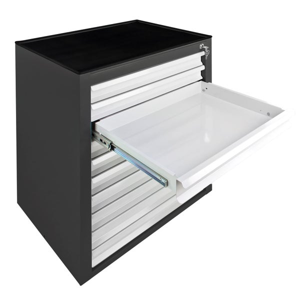 PROREGAL Schubladenschrank Kobra mit 10 Schubladen Gummiauflage HxBxT 90 x 71 x 55 cm Anthrazitgrau Lichtgrau