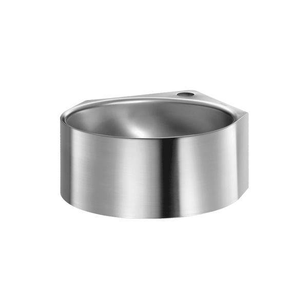 Rundes Handwaschbecken aus Edelstahl mit einem Hahnloch