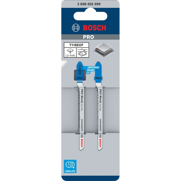 Bosch Stichsägeblätter T118EOF, Pro Metall Curve, 2 Stück