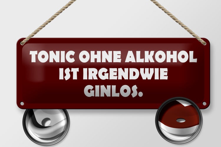 Blechschild Spruch 27x10cm Tonic ohne Ginlos Dekoration