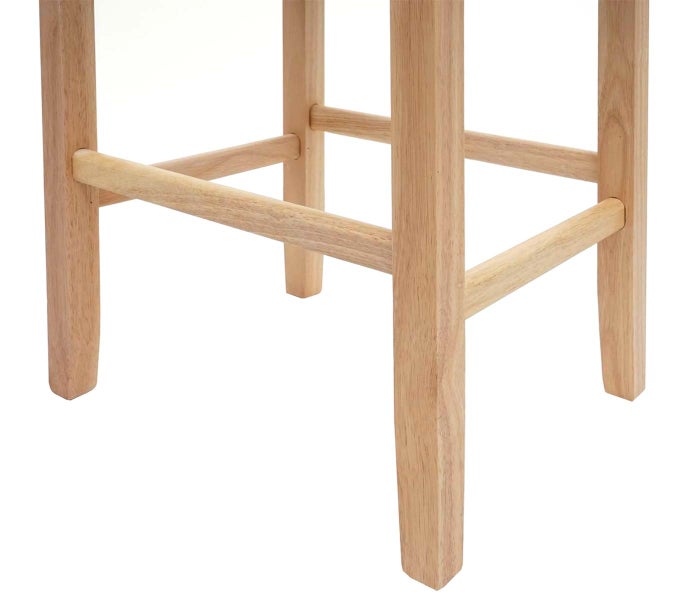 Detailaufnahme der Holzbeine eines Hockers.