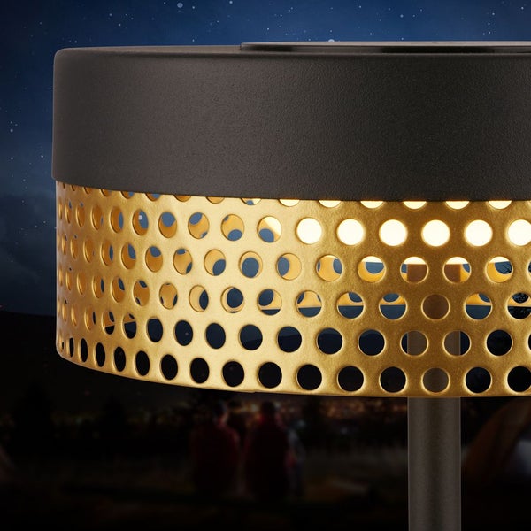 Briloner Booha LED Tischlampe kabellos IP44, Dimmbar, Touch, Akku, Spritzwasserschutz, Schwarz-Gold, Ø16 x 35 cm