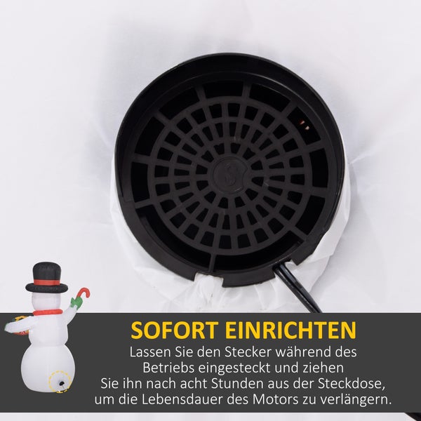 Outsunny Aufblasbar Weihnachtsdeko, 1,8 m Schneemann mit LED-Beleuchtung, Gartendeko, Selbstaufblasende Weihnachtsbeleuchtung für Innen- und Außenbereich