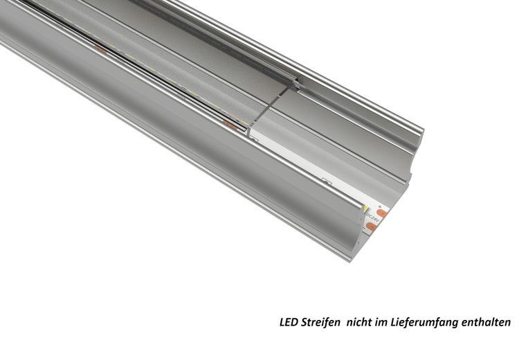 TIVENDIS Led Alu Profil 2 m AH Komplett Set für Strip / Streifen bis 12 mm breit | Abdeckung transparent klar, Endkappen, Befestigungclips | U-Form Aufputz Deckenleiste Wandprofil eloxiert
