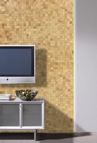 wodewa Holzmosaik Wandverkleidung selbstklebend 3D Optik Eiche, geölt 30x30cm Wandpaneele Moderne Wanddekoration Holzverkleidung Wohnzimmer Schlafzimmer