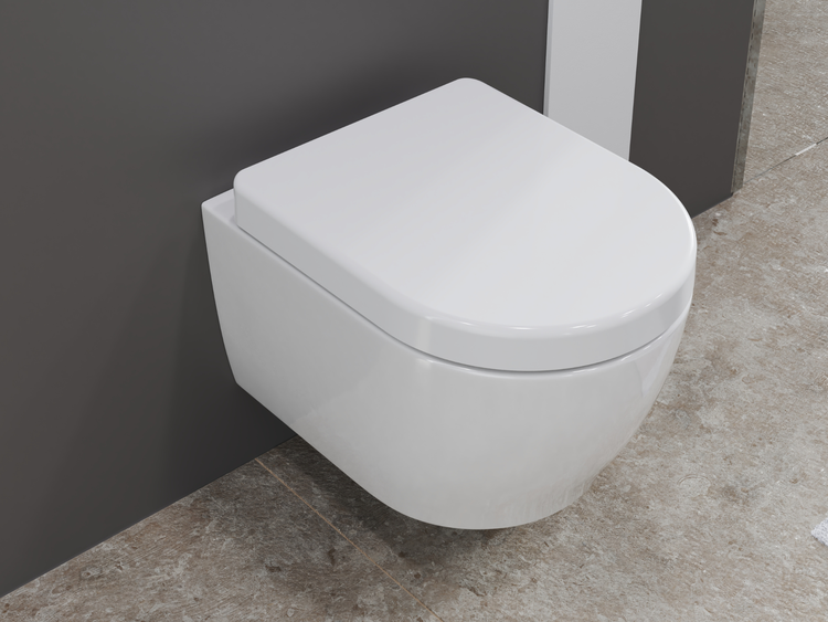 Aqua Bagno Design Hänge-WC ABWCSR001 – Spülrandlos – Keramik – mit Softclose-Sitz