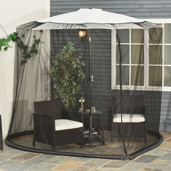 Outsunny Moskitonetz für Sonnenschirm, Fliegennetz Mückennetz, Ø3 x H2,3 m, Netzstoff, Oxford, PVC, Schwarz