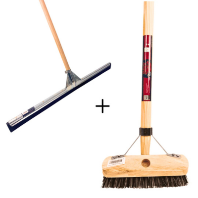 Reinigungswerkzeug Set mit Abzieher und Besen für den Aussenbereich