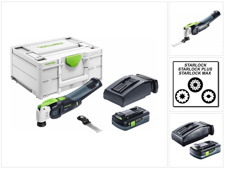 Festool VECTURO OSC 18 HPC 4,0 EI-Plus Akku Oszillierer 18 V ( 576595 ) Starlock Max Brushless + 1x Akku 4,0 Ah + Ladegerät + systainer