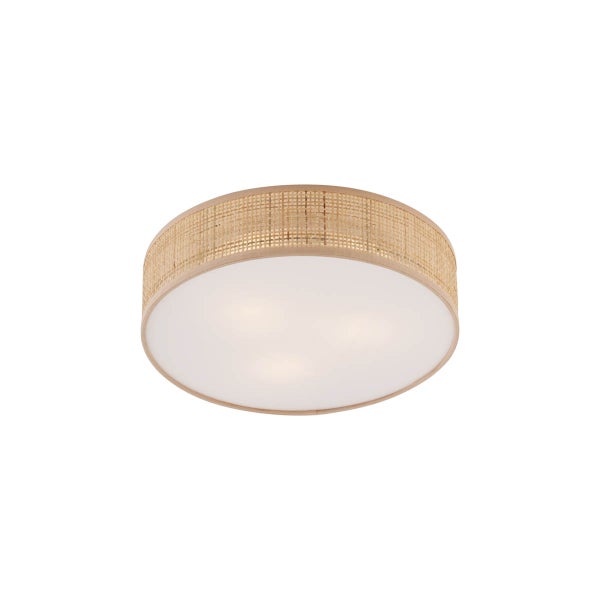 Deckenleuchte mit Rattan-Schirm und runder Form
