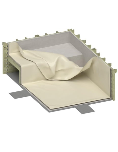 Beckenkonstruktion mit Folie zum Abdichten