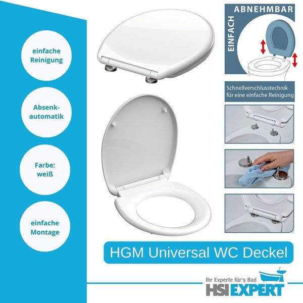HGM Universal WC-Deckel mit Absenkautomatik und Schnellverschlusstechnik für einfache Reinigung