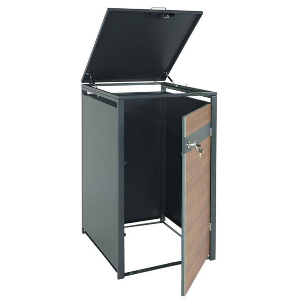 Mülltonnenbox mit Tür und geöffnetem Deckel