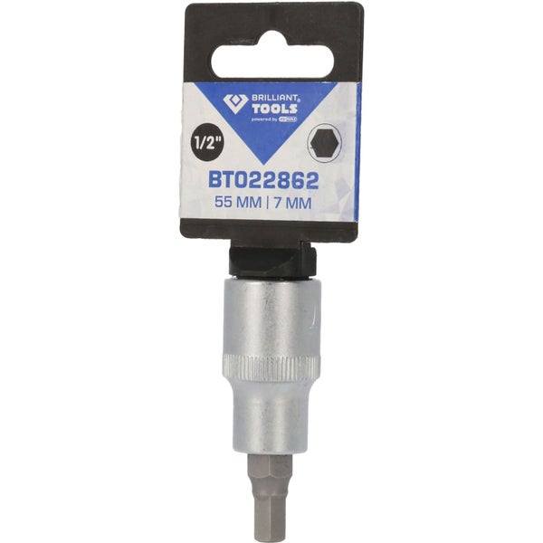 BRILLIANT TOOLS 1/2 Innensechskant Bit-Stecknuss 55 mm lang 7 mm - BT022862