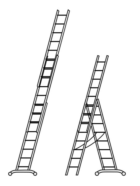 Abbildung von einer Anlegeleiter und einer Bockleiter