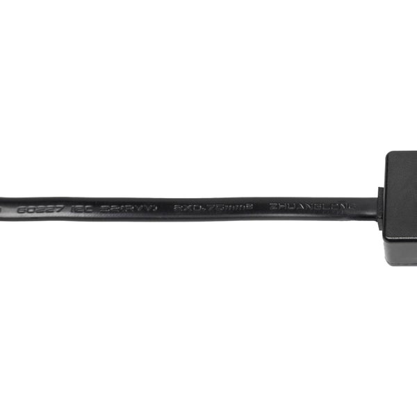 Schwarzes Elektrokabel mit der Kennzeichnung 2 mal 0,75 Quadratmillimeter.