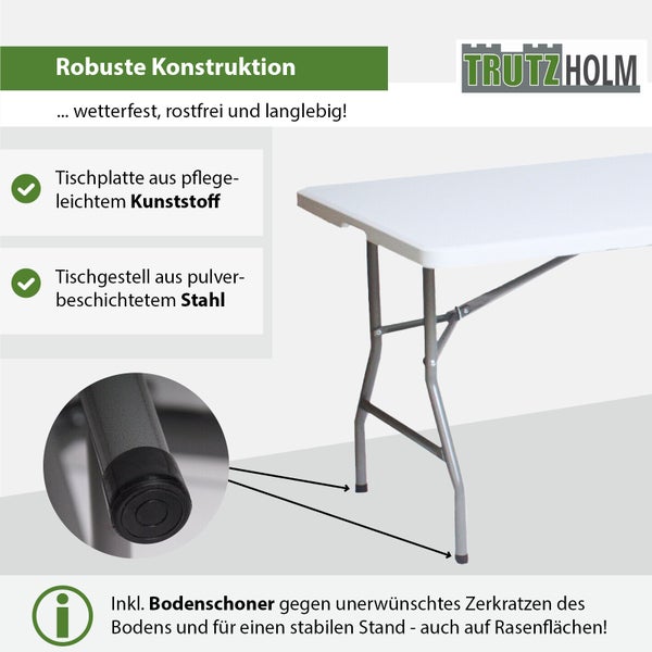 Klapptisch 180x75x74 cm Kunststoff / Stahl Gartentisch Esstisch Campingtisch Partytisch Buffettisch