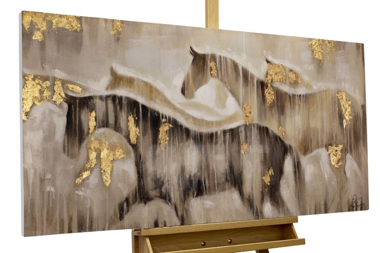 Handgemaltes Gemälde Acrylfarbe 120x60cm Beige