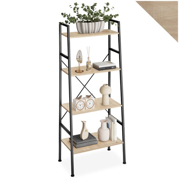 Leiterregal tectake Liverpool inklusive Kippschutz, 61,5 x 36,5 x 150 cm Industrial Style Industrial Holz hell, Eiche Sonoma