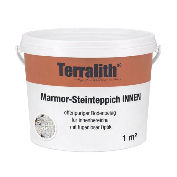 Terralith Marmor-Steinteppich für Innenbereiche, offenporiger Bodenbelag für 1 Quadratmeter.