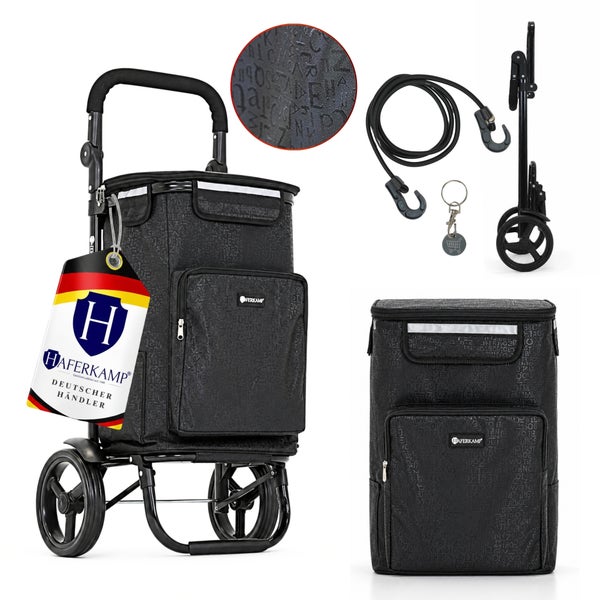 Haferkamp Einkaufstrolley mit 60 Liter Hauptfach und 5 Liter Kühlfach, wasserdichtes Polyester, ideal für den Transport von Lebensmitteln.