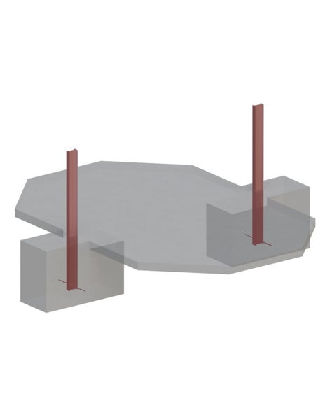 Illustration einer Stahlstütze mit Fundament für Bauprojekte