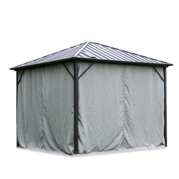 Home Deluxe - Vorhänge LED Solar Pavillon AZUR - Farbe Grau - 100% Polyester - UV Beständig