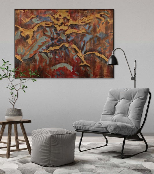 Handgemaltes Gemälde Acrylfarbe 100x70cm Rot