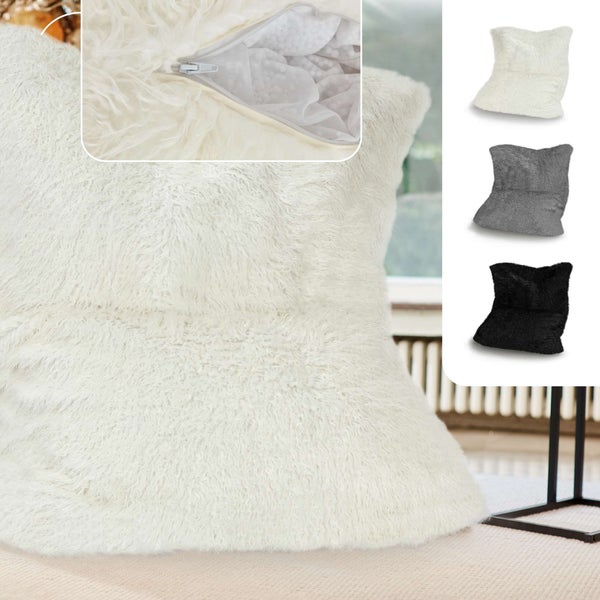 Green Bean XXL-Sitzsack Fellotpik mit Füllmaterial (EPS Perlen - 380 Liter) - Indoor Maße ca 180 x 140 cm - Bean Bag Sitzkissen Sitzpuff Sitzsessel Bodenkissen Lounge Creme