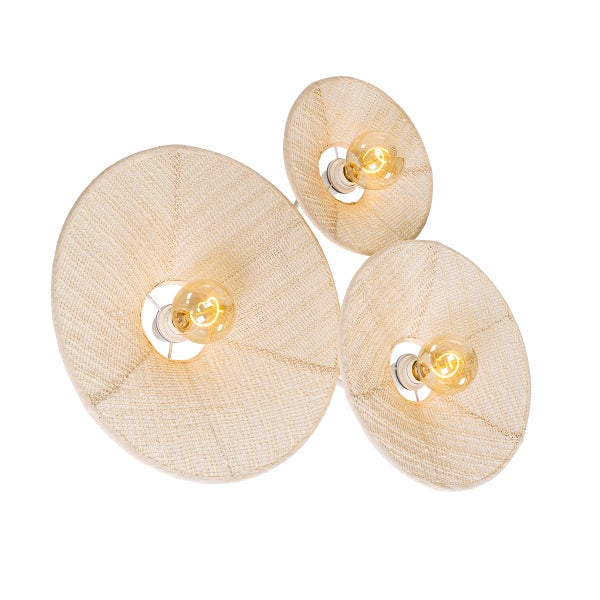 Deckenleuchte mit drei Lampen und Textilschirmen