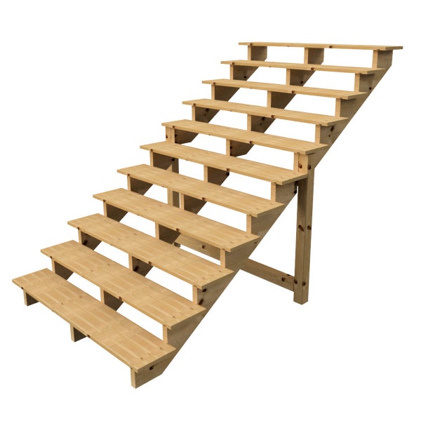 Holztreppe mit neun Stufen für den Außenbereich