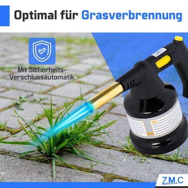 Z.M.C Gasbrenner 1,3 kW, Schweißbrenner Flambierbrenner bis zu 1350°C, Bunsenbrenner Lötbrenner Brenneraufsatz, Küchenbrenner mit einstellbare Flamme, mit Piezo-Zündung