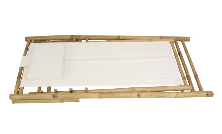FRANK FLECHTWAREN | Liegestuhl Tropical, BAMBUS, BAUMWOLLE, POLYESTER, voll ausgeklappt 119 x 58 x 64 cm, zusammengeklappt 135 x 58 cm, nur für den Innenbereich geeignet,