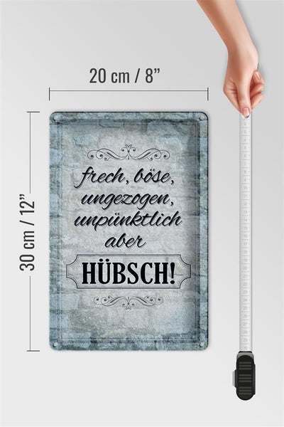 Blechschild Spruch 20x30cm frech böse ungezogen aber hübsch