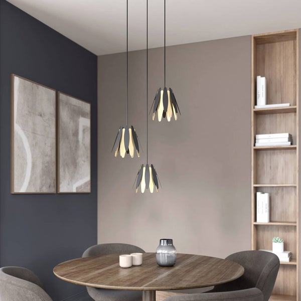 Lucande Pendelleuchte Lounit (Design, Modern) in Schwarz aus Metall (3 flammig E14) - Design-Hängeleuchte Esstischlampe Hängelampe Hängeleuchte Wohnzimmerleuchte