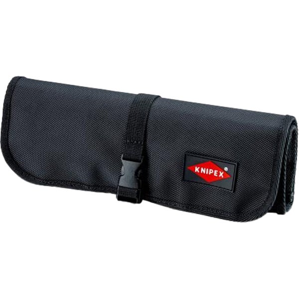 Schwarze Knipex Rollentasche aus Polyester mit Klickverschluss und Knipex Logo.