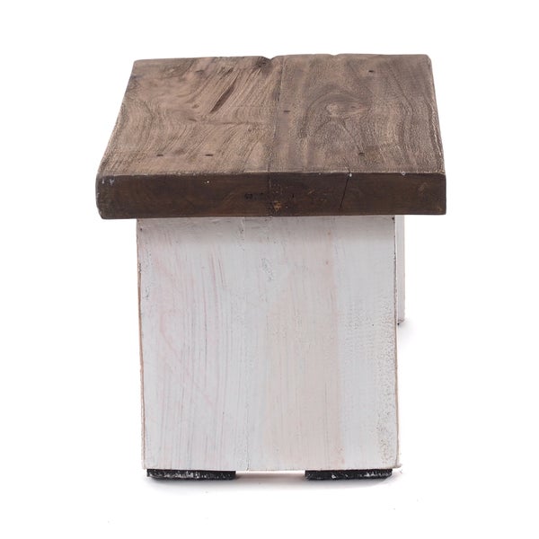Fusshocker SCHEMEL Recyclingholz massiv 05 weiß-natur