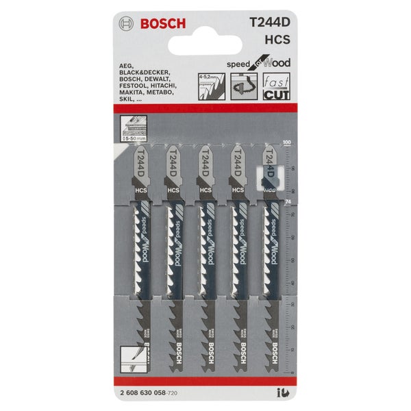 Bosch 5x Stichsägeblatt T 244 D Speed for Wood - 2608630058