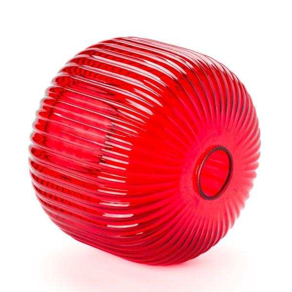 Roter Glaslampenschirm mit gerippter Textur