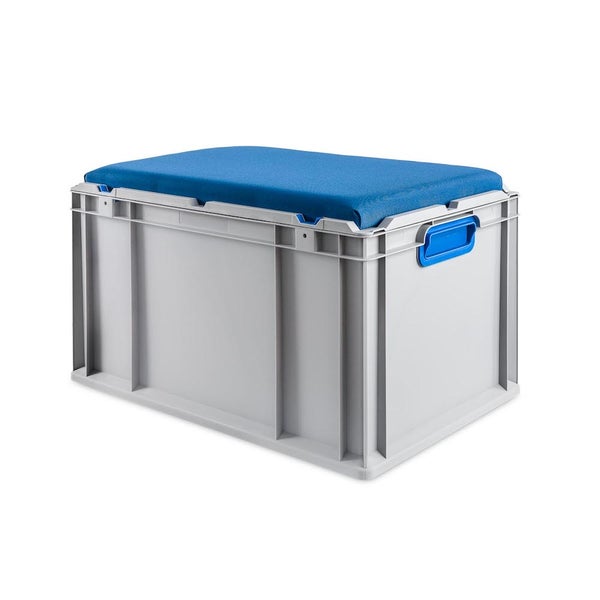 PROREGAL Eurobox NextGen Seat Box Blau HxBxT 36,5 x 40 x 60 cm 65 Liter Griffe Geschlossen Eurobehälter Sitzbox Transportbox