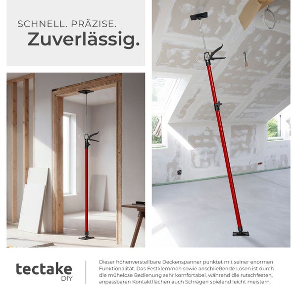 Deckenspanner im Einsatz zur Deckenmontage in zwei verschiedenen Räumen.