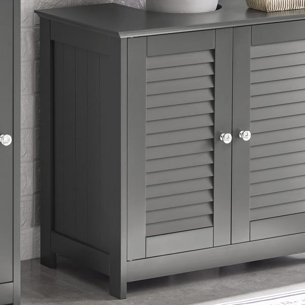 Unterschrank mit Lamellentüren und runden Griffen