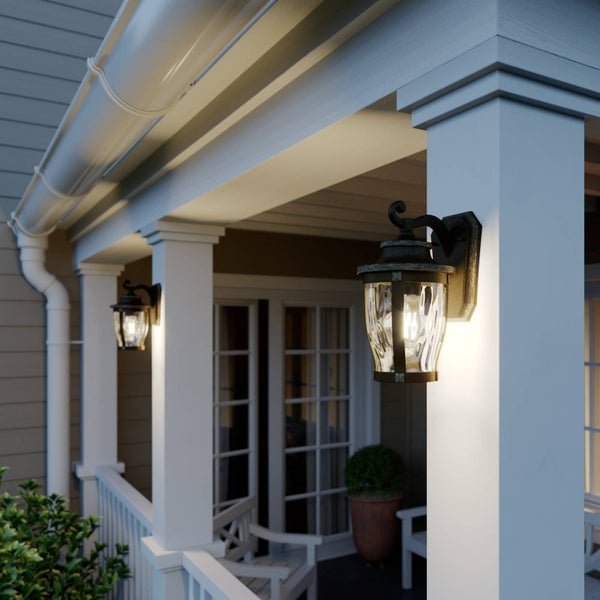 Lindby Wandlampe aussen, Aussenwandleuchte Laterne antikbraun sprühwassergeschützt IP23 1xE27 max. 60W ohne Leuchtmittel Außenleuchte antik Look