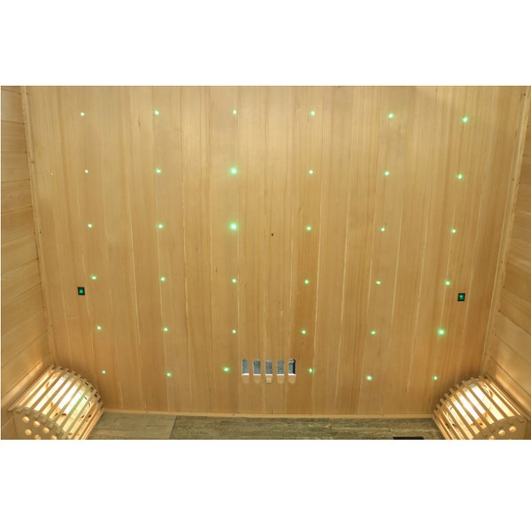 Dewello® Finnische Traditionelle Sauna SARNIA PLUS 180cm x 140cm inkl. 6 KW Harvia Ofen, inkl.  Aufguss-Set, Sanduhr, Thermometer