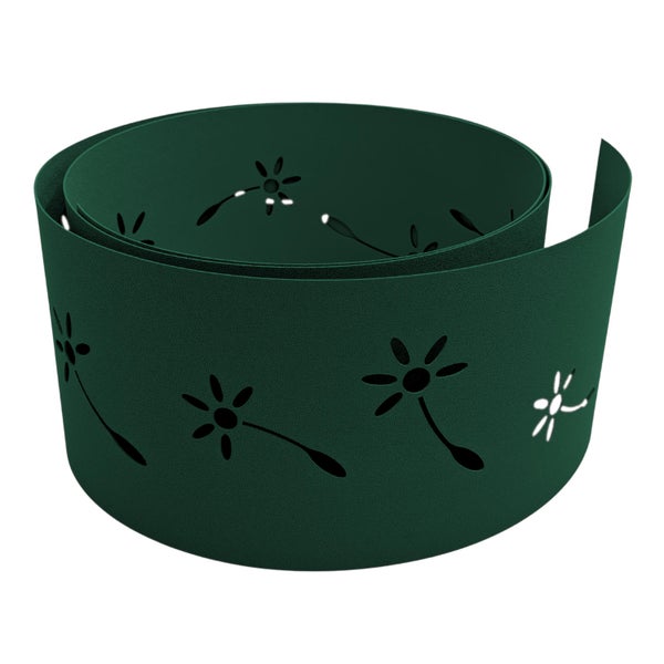 Grüne Rasenkante aus Kunststoff mit Blumenmuster