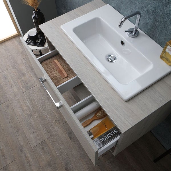 Waschtischunterschrank mit offenen Schubladen und Waschtisch