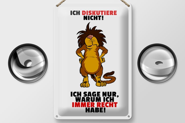 Blechschild Spruch 20x30cm Ich diskutiere nicht habe Recht