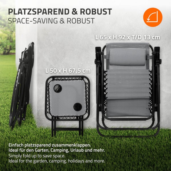 ML-Design 3-teiliges Sonnenliege Set klappbar, Gartenliege Set mit Tisch, Grau, Liegestuhl mit verstellbarem Kopfpolster & Rückenlehne, wetterfest/Outdoor, Relaxliege Gartenstuhl mit Getränkehalter